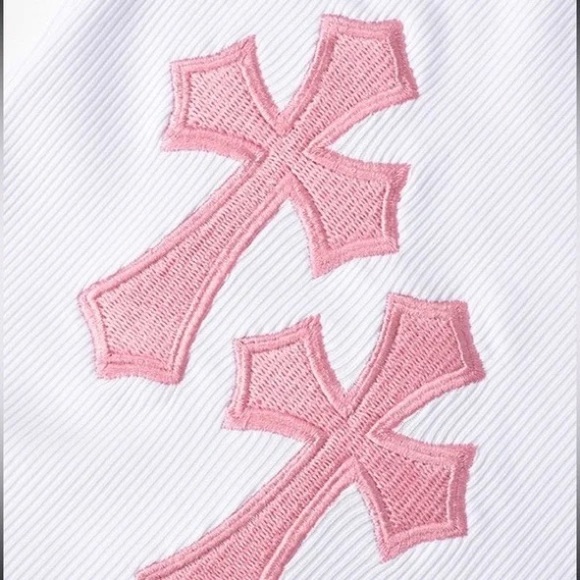 DONT CROSS ME Rib Knit Embroidered Cross U-Neck Sleeveless Stretchy Mini Dress - Picture 10 of 10